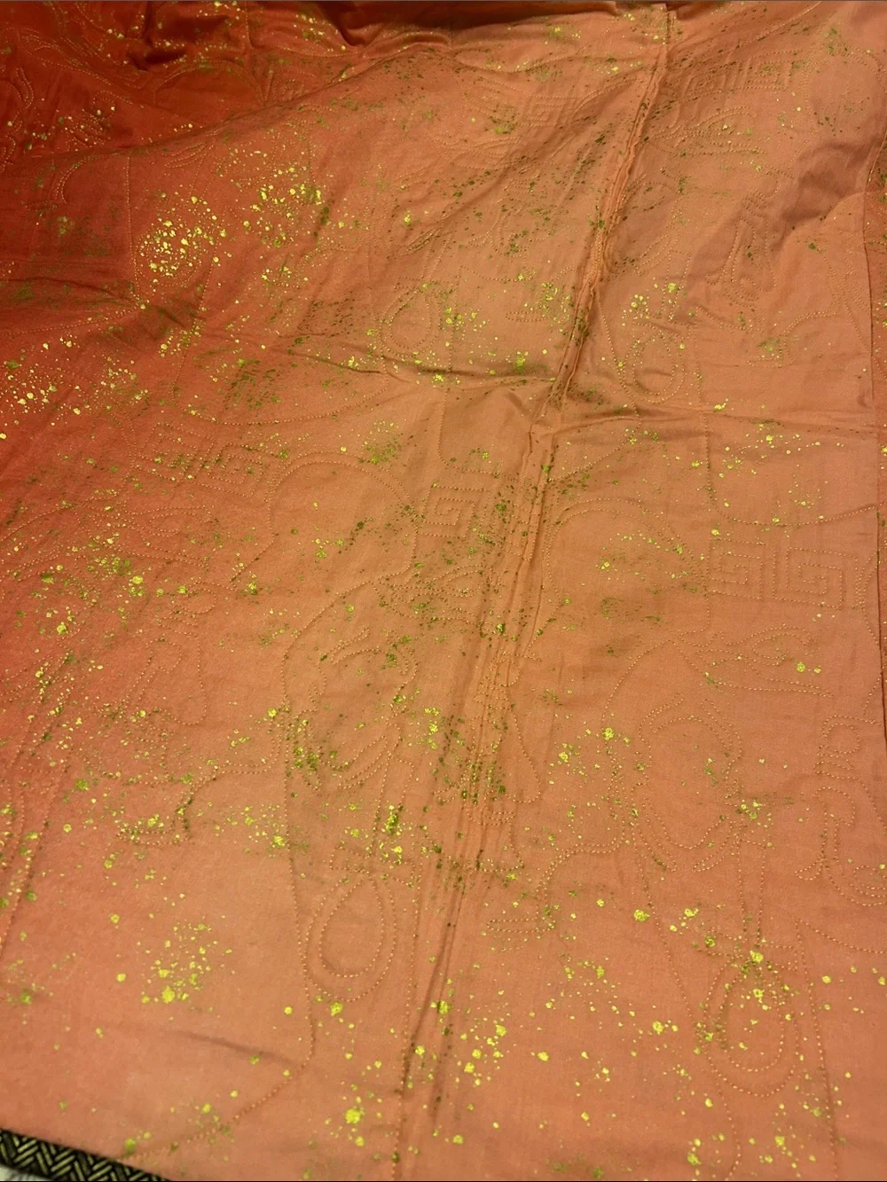 ONE OF A KIND- HANDCRAFTED Quilt W/Pharaoh Stiches, Multicolor Metallic
